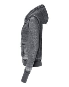J. America 8913 Women’s Zen Fleece Full-Zip Hooded Sweatshirt – Dark Smoke (side)