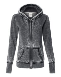 J. America 8913 Women’s Zen Fleece Full-Zip Hooded Sweatshirt – Dark Smoke