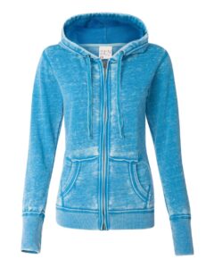 J. America 8913 Women’s Zen Fleece Full-Zip Hooded Sweatshirt – Oceanberry