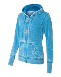 J. America 8913 Women’s Zen Fleece Full-Zip Hooded Sweatshirt – Oceanberry (side)