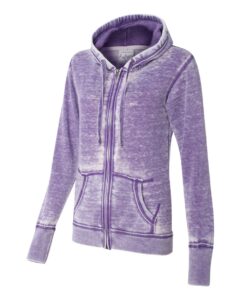 J. America 8913 Women’s Zen Fleece Full-Zip Hooded Sweatshirt – Very Berry (side)