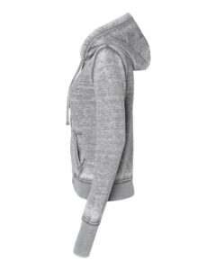 J. America 8913 Women’s Zen Fleece Full-Zip Hooded Sweatshirt – Cement (side)