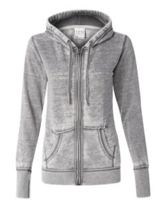 J. America 8913 Women’s Zen Fleece Full-Zip Hooded Sweatshirt – Cement