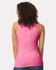 Gildan 64200L Women’s Softstyle® Tank Top – Azalea (on model back)