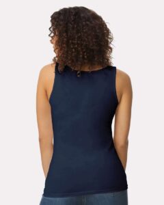 Gildan 64200L Women’s Softstyle® Tank Top – Navy (on model back)