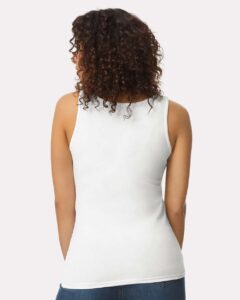 Gildan 64200L Women’s Softstyle® Tank Top – White (on model back)