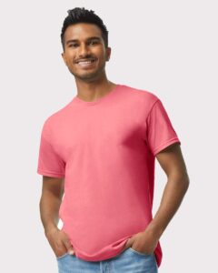 Heavy Cotton T-Shirt – Coral Silk (on model)