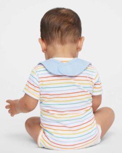 Rabbit Skins 1005 Infant Premium Jersey Bib – Light Blue (on model back)