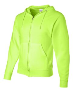 JERZEES 993MR Unisex NuBlend® Full-Zip Hooded Sweatshirt – Safety Green (side)