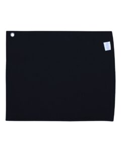 Carmel Towel Company C1518GH Velour Hemmed Towel with Grommet & Hook – Black (back)