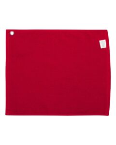 Carmel Towel Company C1518GH Velour Hemmed Towel with Grommet & Hook – Red (back)