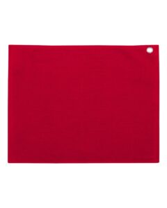 Carmel Towel Company C1518GH Velour Hemmed Towel with Grommet & Hook – Red