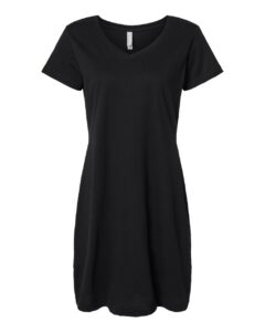 LAT 3522 Women’s Fine Jersey V-Neck Coverup – Black