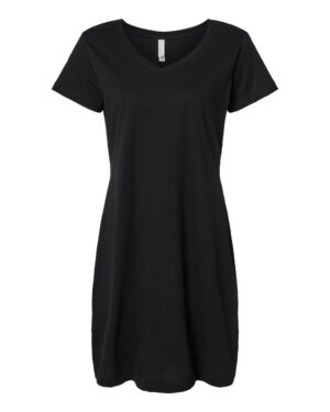 LAT 3522 Women’s Fine Jersey V-Neck Coverup – Black