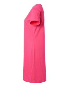LAT 3522 Women’s Fine Jersey V-Neck Coverup – Hot Pink (side)