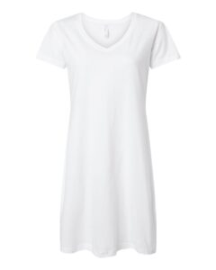 LAT 3522 Women’s Fine Jersey V-Neck Coverup – White