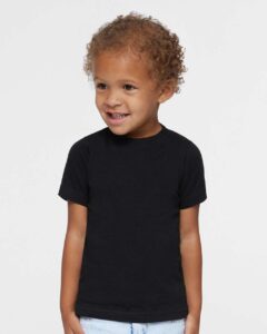 Rabbit Skins 3321 Toddler Fine Jersey Tee – Black (on model)
