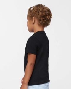 Rabbit Skins 3321 Toddler Fine Jersey Tee – Black (on model side)