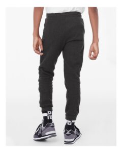 BELLA + CANVAS 3727Y Youth Jogger Sweatpants – Dark Grey Heather (on model back)