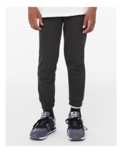 BELLA + CANVAS 3727Y Youth Jogger Sweatpants – Dark Grey Heather (on model)