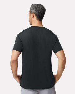 Gildan 42000 Unisex Performance® T-Shirt – Black (on model back)