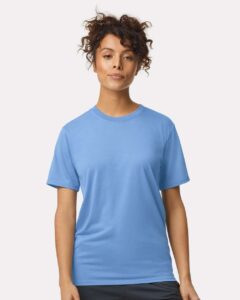 Gildan 42000 Unisex Performance® T-Shirt – Carolina Blue (on model)