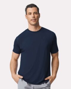Gildan 42000 Unisex Performance® T-Shirt – Navy (on model)