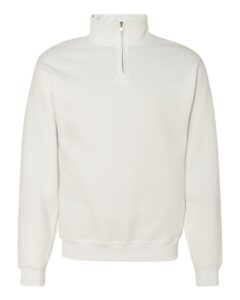 JERZEES 995MR Unisex Nublend® Cadet Collar Quarter-Zip Sweatshirt – White