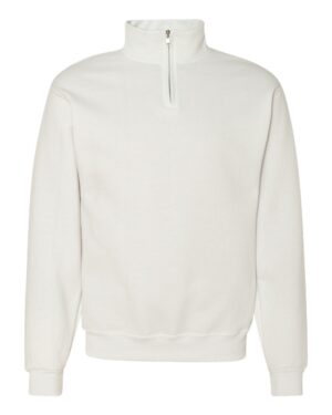 JERZEES 995MR Unisex Nublend® Cadet Collar Quarter-Zip Sweatshirt – White