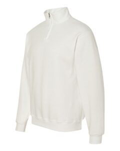 JERZEES 995MR Unisex Nublend® Cadet Collar Quarter-Zip Sweatshirt – White (side)
