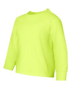 JERZEES 29BLR Youth Dri-Power® Long Sleeve 50/50 T-Shirt – Safety Green (side)