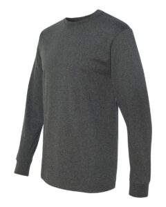 JERZEES 29LSR Unisex Dri-Power® Long Sleeve 50/50 T-Shirt – Black Heather (side)