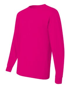 JERZEES 29LSR Unisex Dri-Power® Long Sleeve 50/50 T-Shirt – Cyber Pink (side)