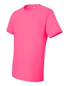 JERZEES 29MR Unisex Dri-Power® 50/50 T-Shirt – Neon Pink (side)