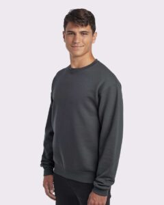 JERZEES 562MR Unisex NuBlend® Crewneck Sweatshirt – Charcoal Grey (on model side)