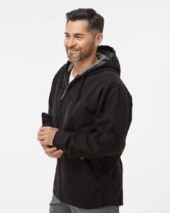 DRI DUCK 5090 Men’s Laredo Boulder Cloth™ Canvas Jacket with Thermal Lining – Black (on model side)