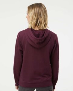 Independent Trading Co. SS650 Women’s Junior Fit Heavenly Fleece Lightweight Hooded Sweatshirt – Light Blackberry (on model back)