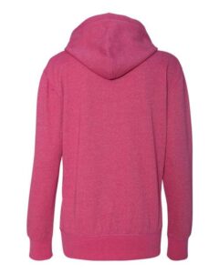 J. America 8860 Women’s Glitter French Terry Hooded Sweatshirt – Wildberry/ Silver (back)