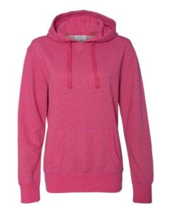 J. America 8860 Women’s Glitter French Terry Hooded Sweatshirt – Wildberry/ Silver