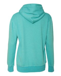 J. America 8860 Women’s Glitter French Terry Hooded Sweatshirt – Maui Blue/ Silver (back)