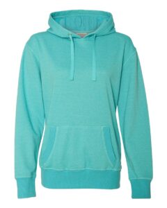 J. America 8860 Women’s Glitter French Terry Hooded Sweatshirt – Maui Blue/ Silver