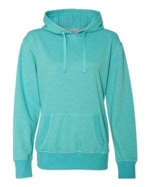 J. America 8860 Women’s Glitter French Terry Hooded Sweatshirt – Maui Blue/ Silver
