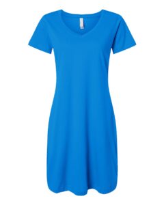 LAT 3522 Women’s Fine Jersey V-Neck Coverup – Cobalt