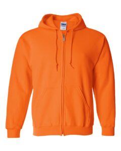 Gildan 18600 Unisex Heavy Blend™ Full-Zip Hooded Sweatshirt – Safety Orange