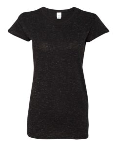 J. America 8138 Women’s Glitter T-Shirt – Black/ Silver