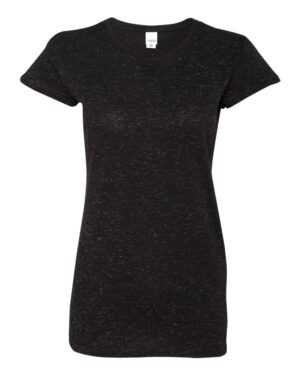 J. America 8138 Women’s Glitter T-Shirt – Black/ Silver