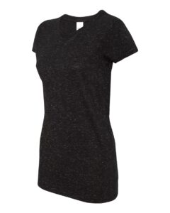 J. America 8138 Women’s Glitter T-Shirt – Black/ Silver (side)