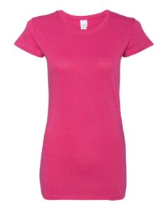 J. America 8138 Women’s Glitter T-Shirt – Wildberry/ Silver