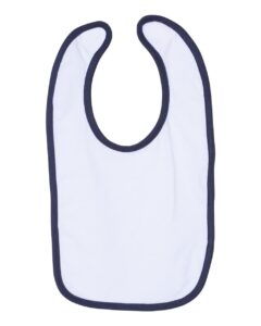 Rabbit Skins 1004 Infant Contrast Trim Premium Jersey Bib – White/ Navy (side)