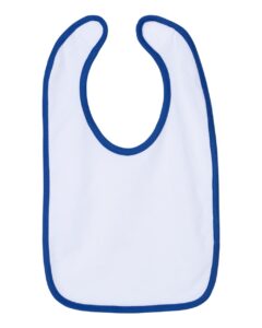 Rabbit Skins 1004 Infant Contrast Trim Premium Jersey Bib – White/ Royal (side)